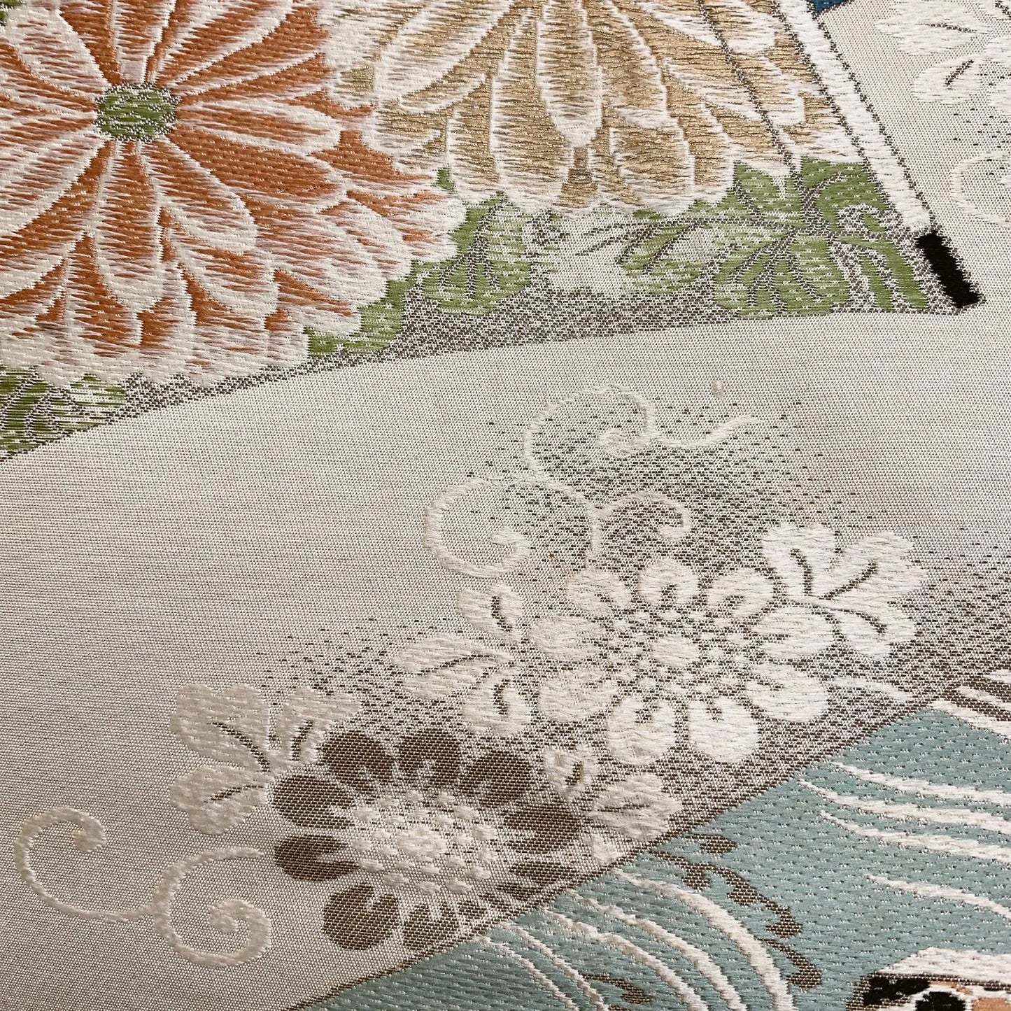 7323# Japanese Antique Fukuro Obi Belt Kimono Fabric Silk All-over pattern
