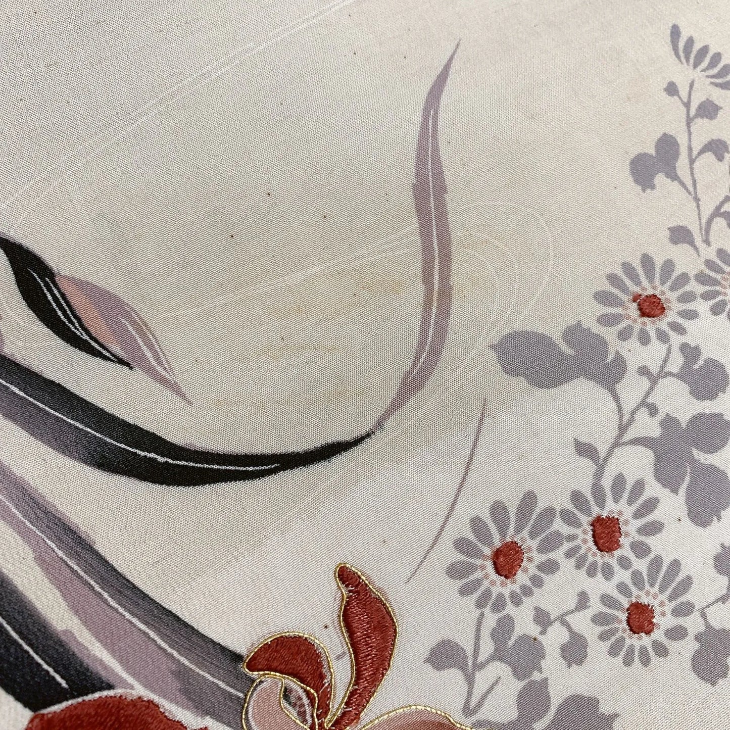 7331# Japanese Antique Fukuro Obi Belt Kimono Fabric Silk Double-sided Black