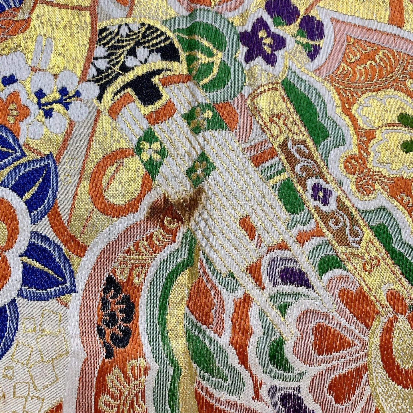 7348# Japanese Antique Fukuro Obi Belt Kimono Fabric Silk All-over pattern