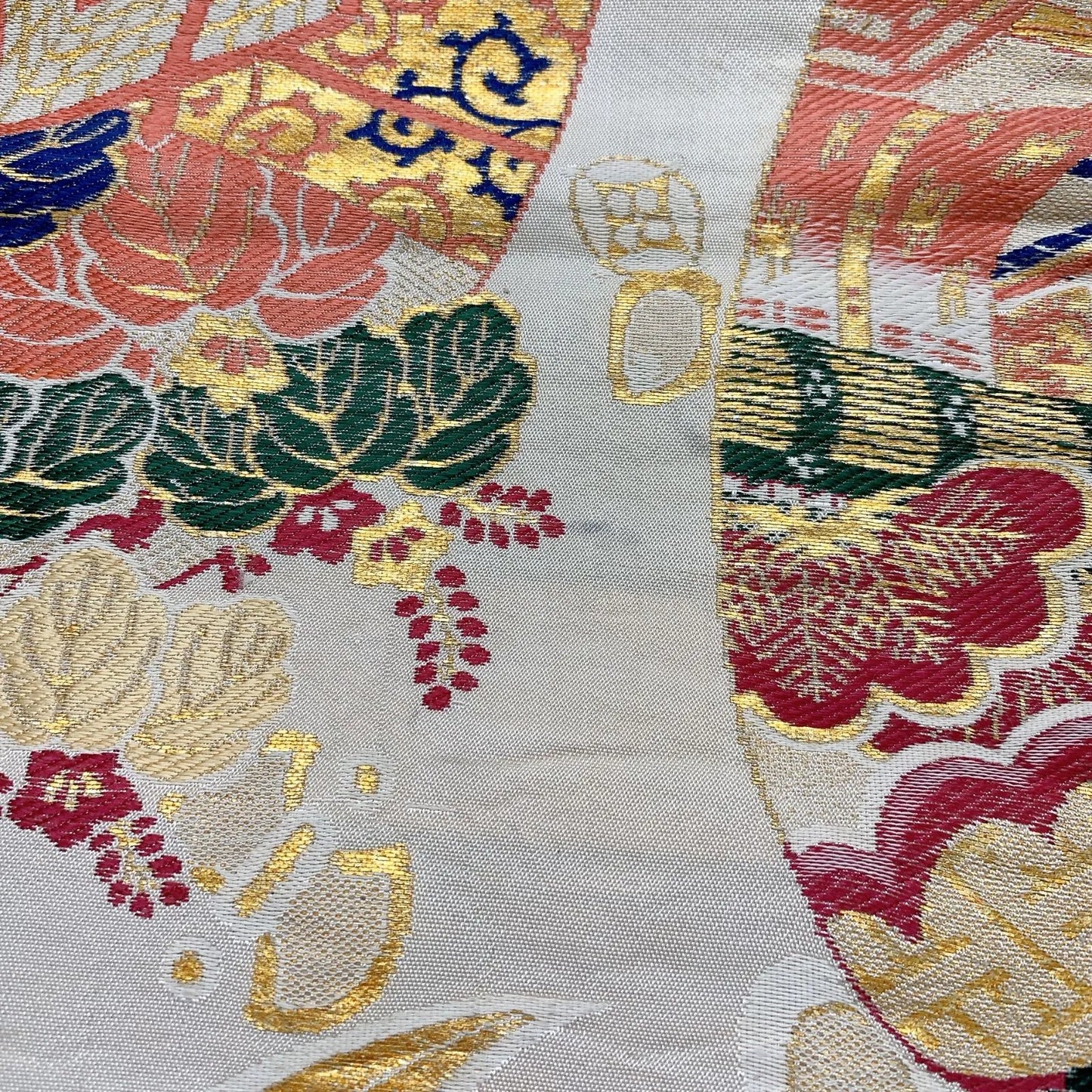 7349# Japanese Antique Fukuro Obi Belt Kimono Fabric Silk All-over pattern