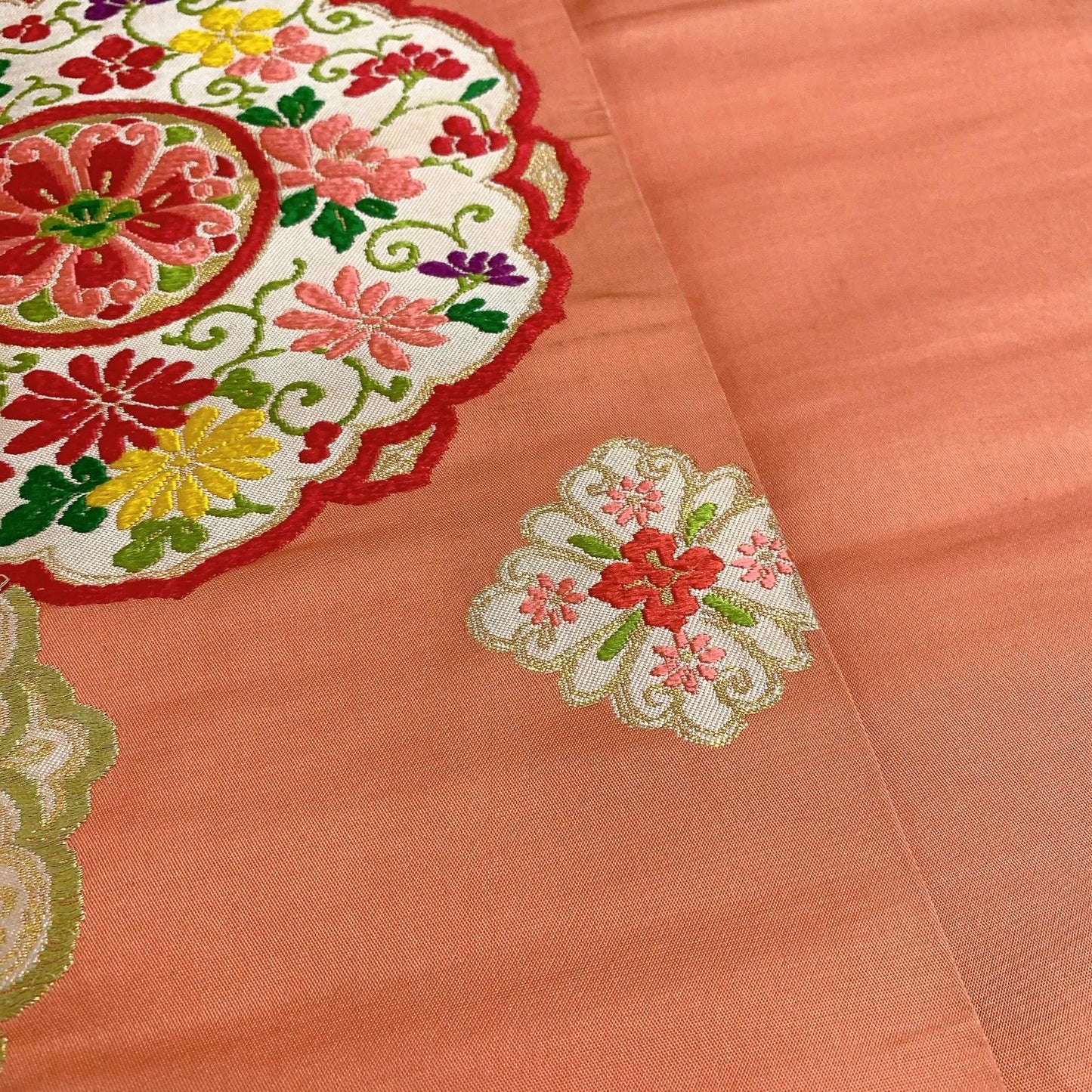 7361# Japanese Antique Nagoya Obi Belt Kimono Fabric Silk Traditional Embroidery