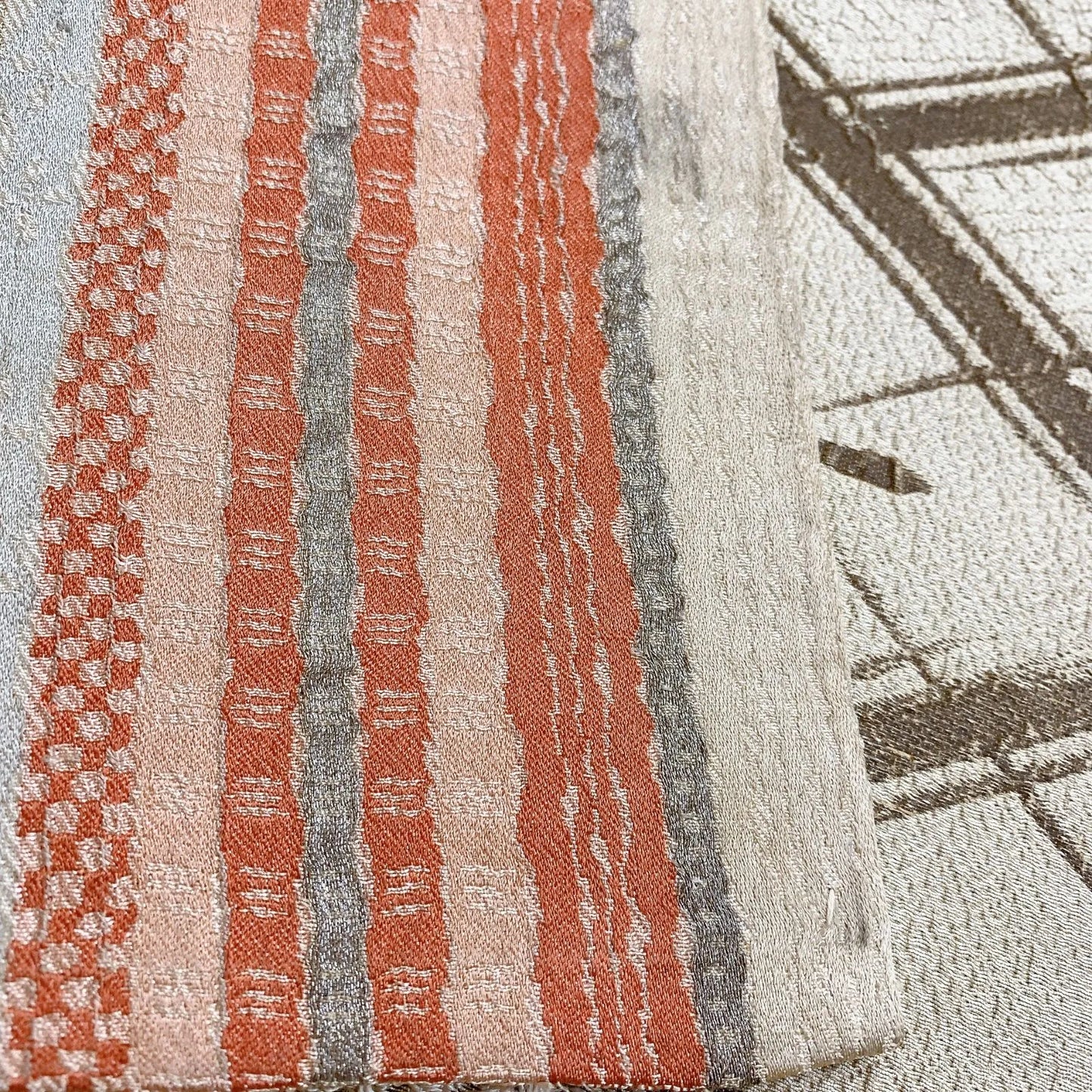 7362# Japanese Antique Nagoya Obi Belt Kimono Fabric Silk Double-sided