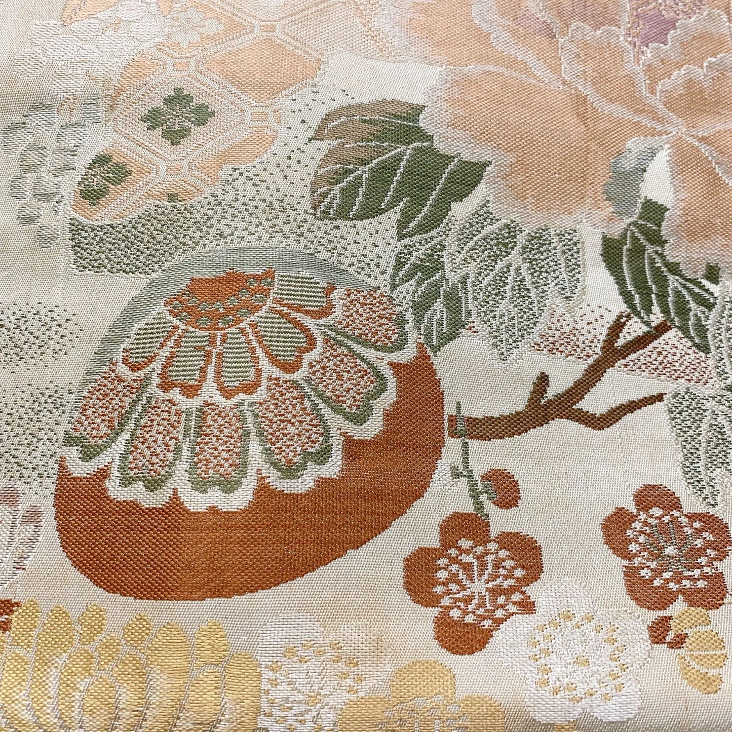 7371# Japanese Antique Nagoya Obi Belt Kimono Fabric Silk All-over pattern