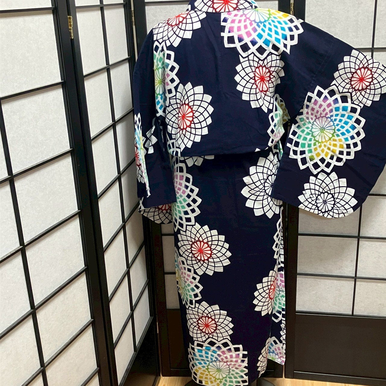 9461# Japanese Yukata Womens Vintage Fabric Cotton Robe Kimono Traditional