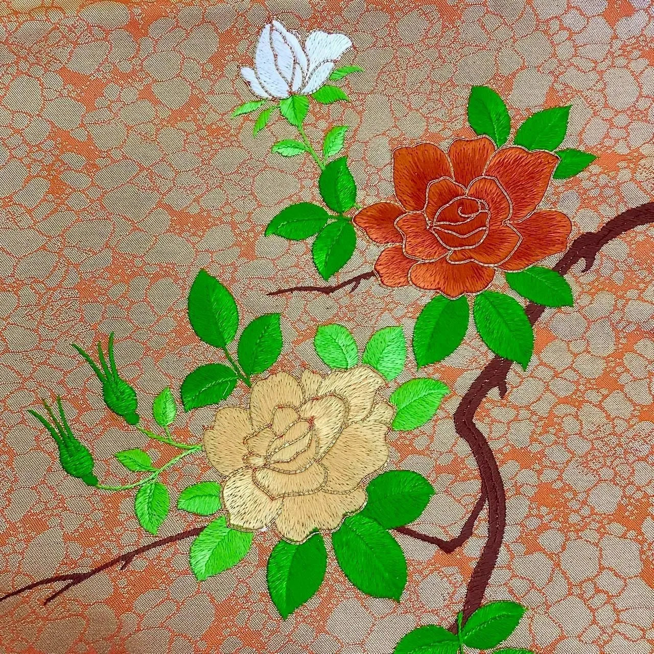 5707# Japanese Vintage Nagoya Obi Belt Kimono Fabric Silk Traditional Embroidery