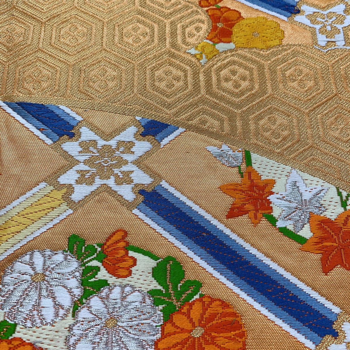 8961# Japanese Vintage Fukuro Obi Belt Kimono Fabric Silk Traditional