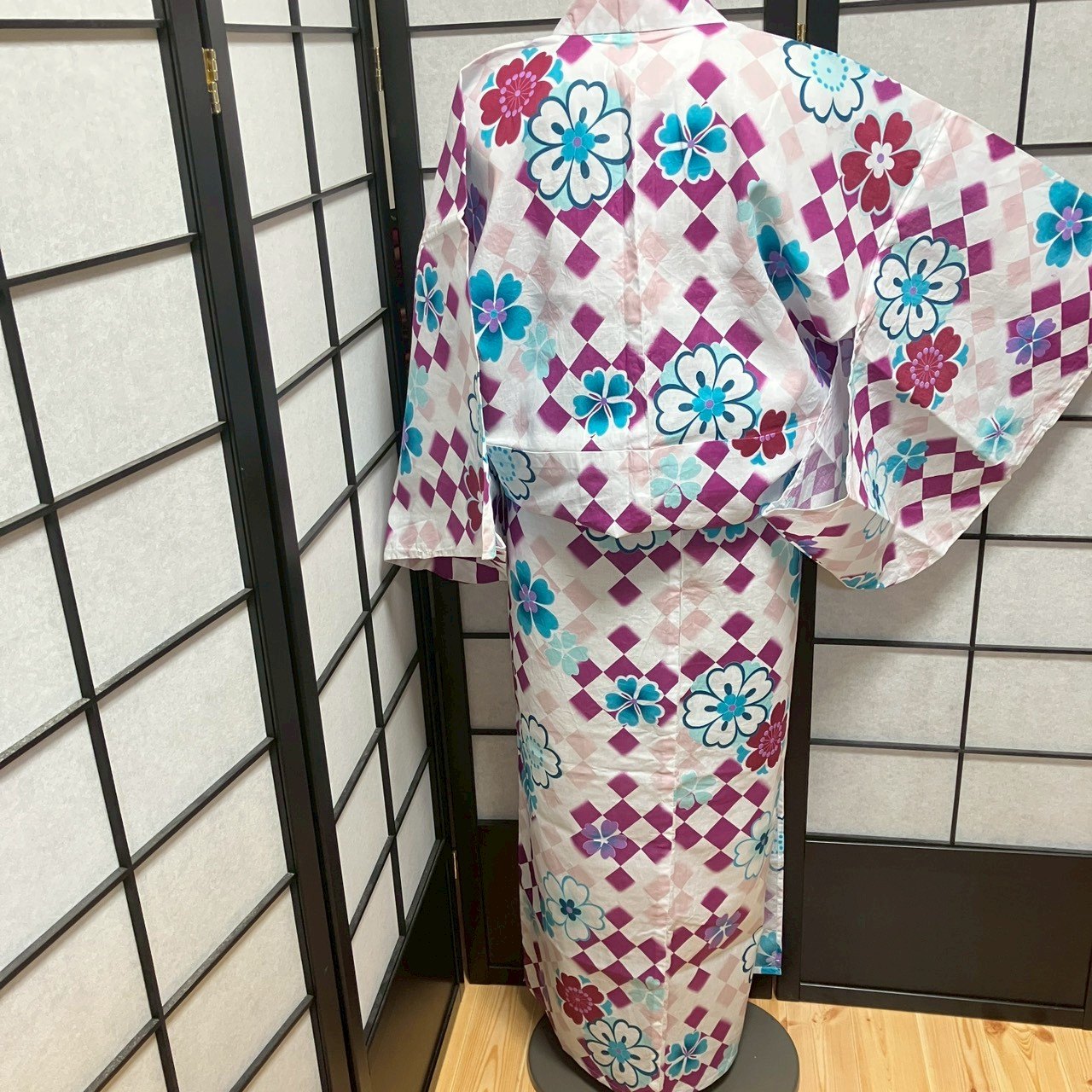 9131# Japanese Yukata Womens Vintage Fabric Cotton Robe Kimono Traditional