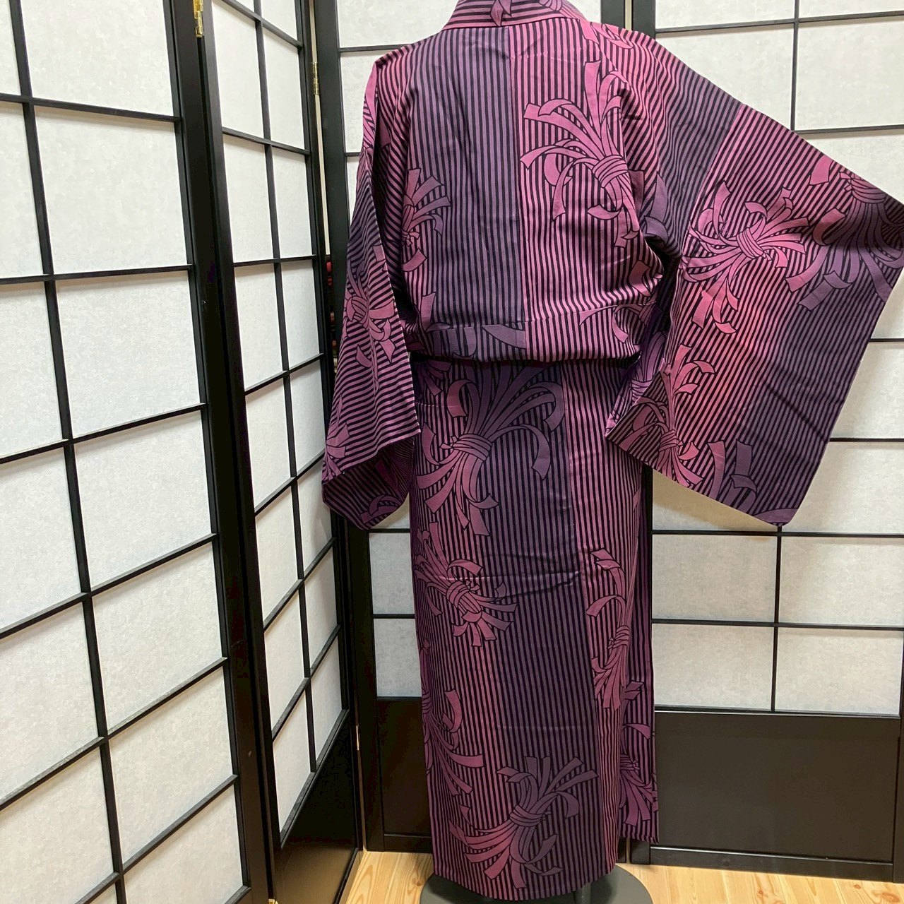 9435# Japanese Yukata Womens Vintage Fabric Cotton Robe Kimono Traditional
