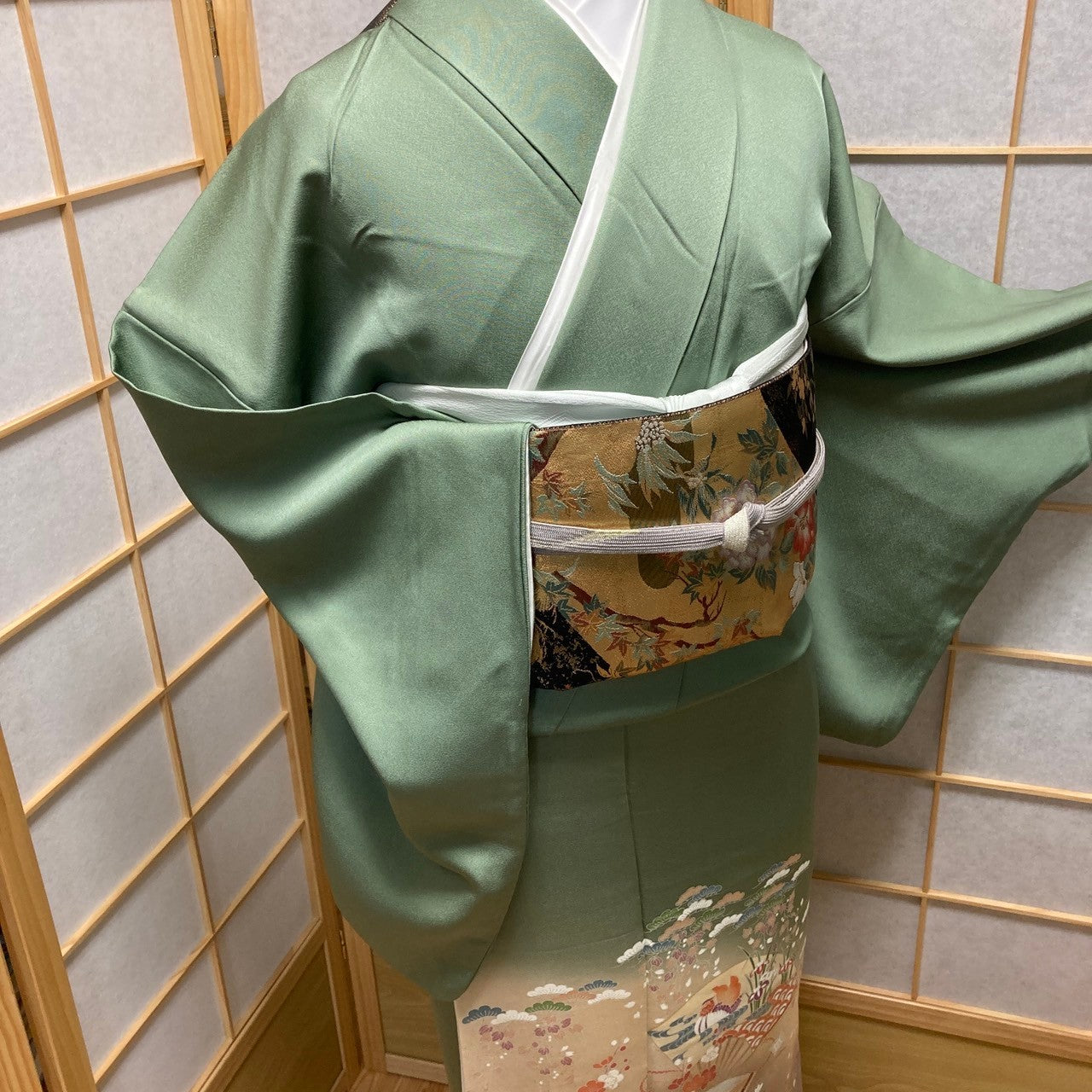 2879# Japanese Tomesode Kimono Vintage Womens Silk Fabric Robe Kimono only sold