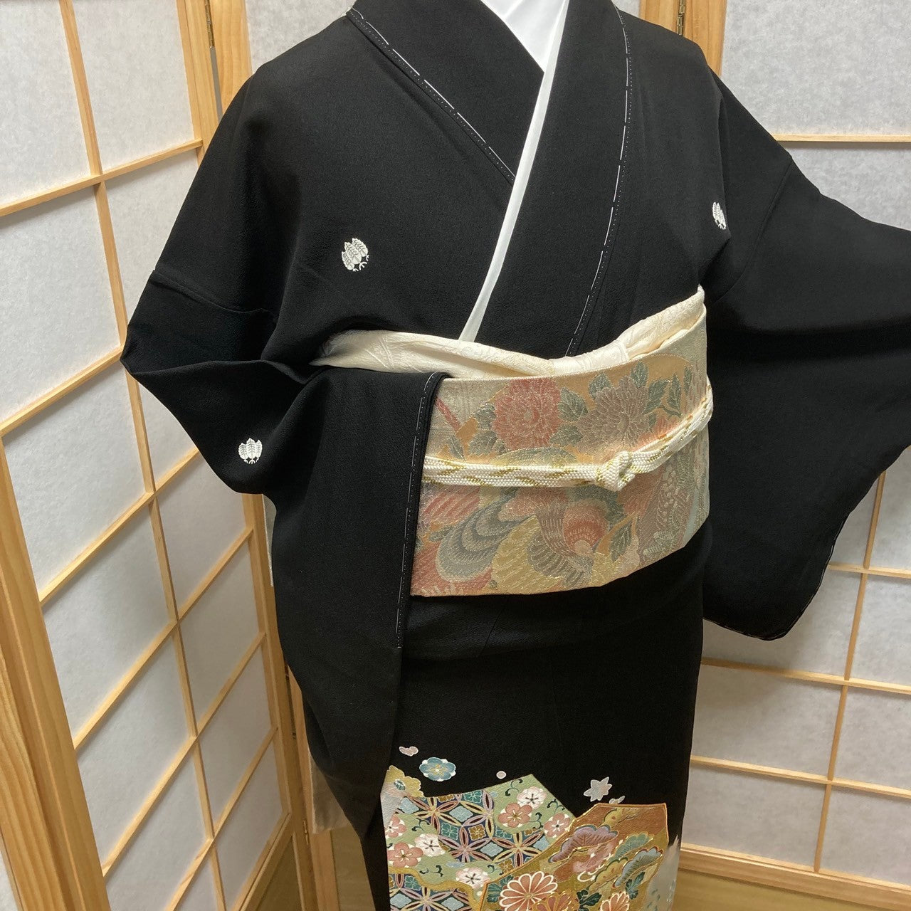 2868# Japanese Tomesode Kimono Vintage Womens Silk Fabric Robe Kimono only sold
