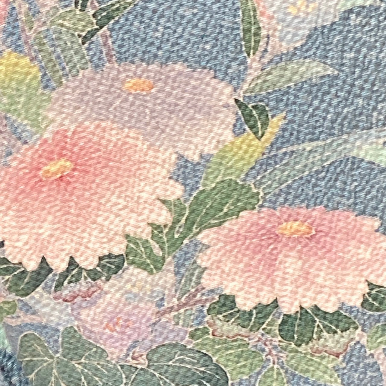 2857# Japanese Kimono Vintage Womens Silk Fabric Robe Kimono only sold Blue