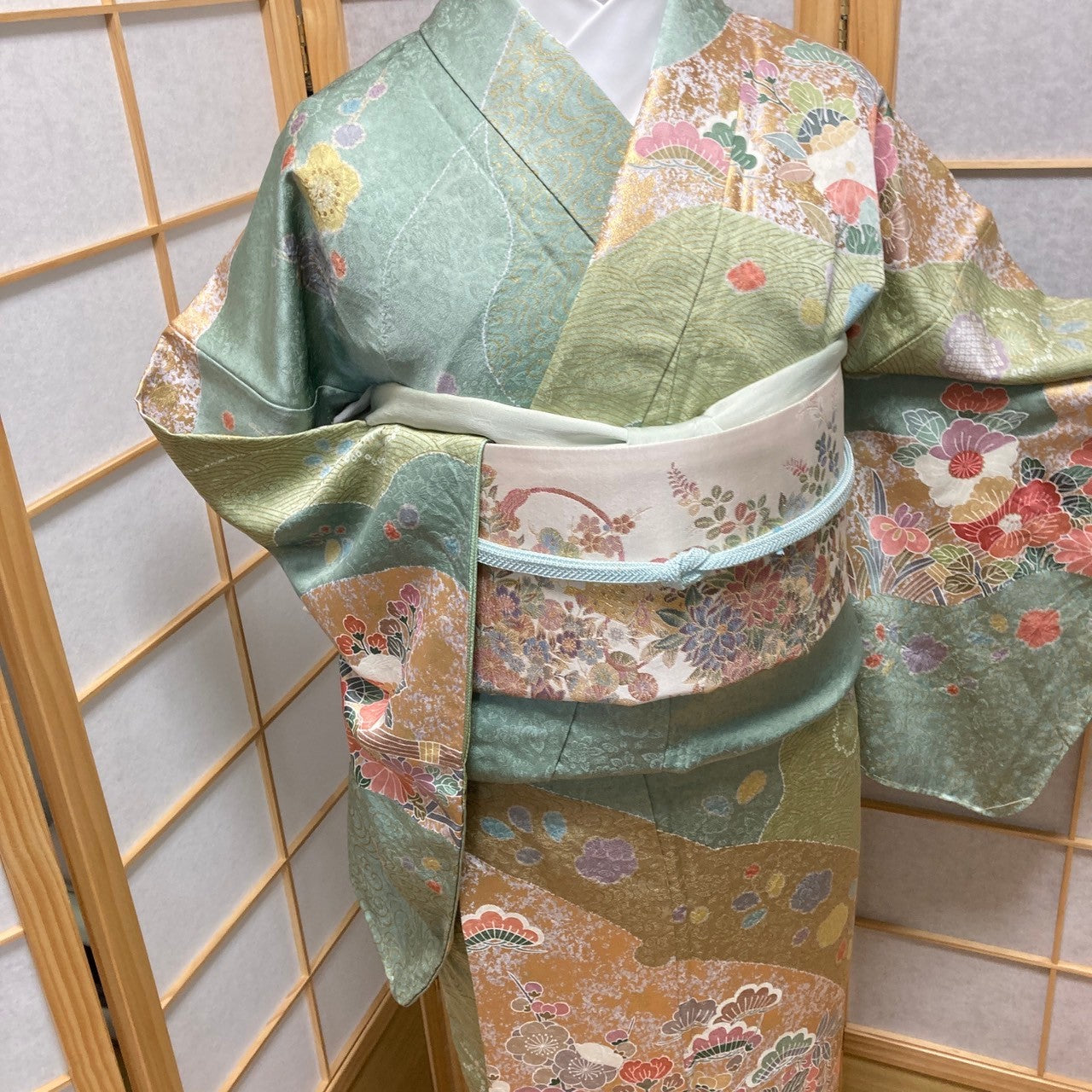 2856# Japanese Kimono Vintage Womens Silk Fabric Robe Kimono only sold