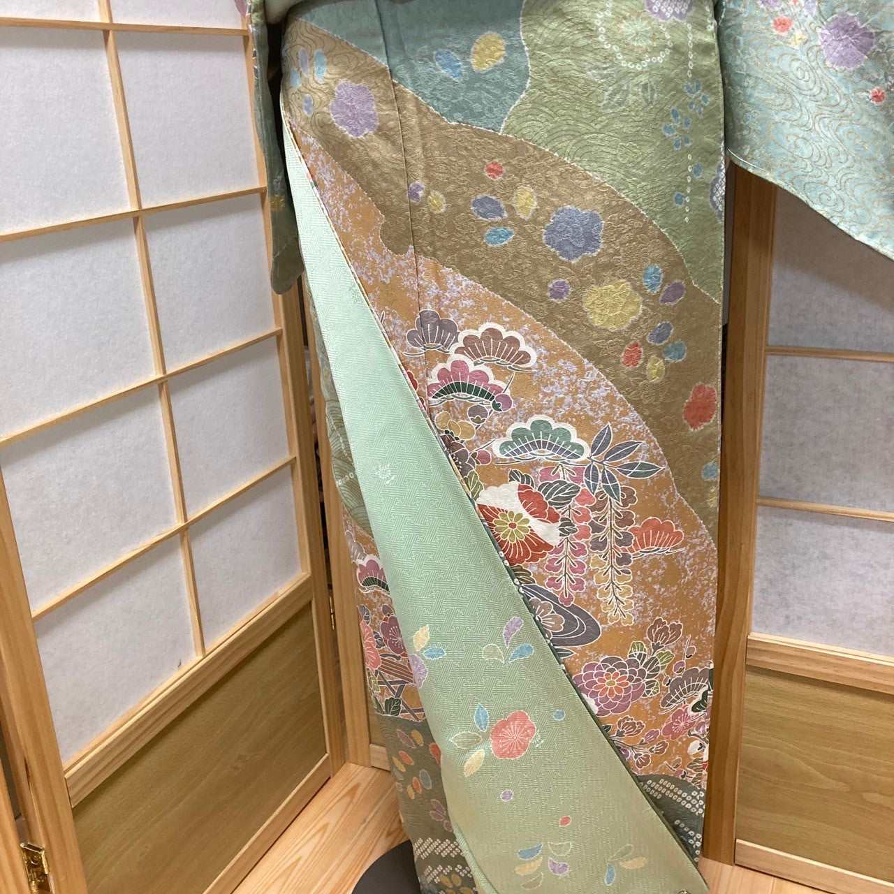 2856# Japanese Kimono Vintage Womens Silk Fabric Robe Kimono only sold