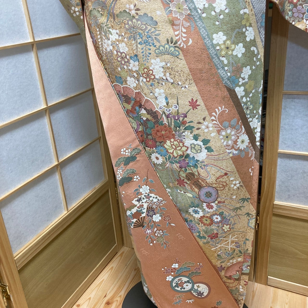 2862# Japanese Kimono Vintage Womens Silk Fabric Robe Kimono only sold