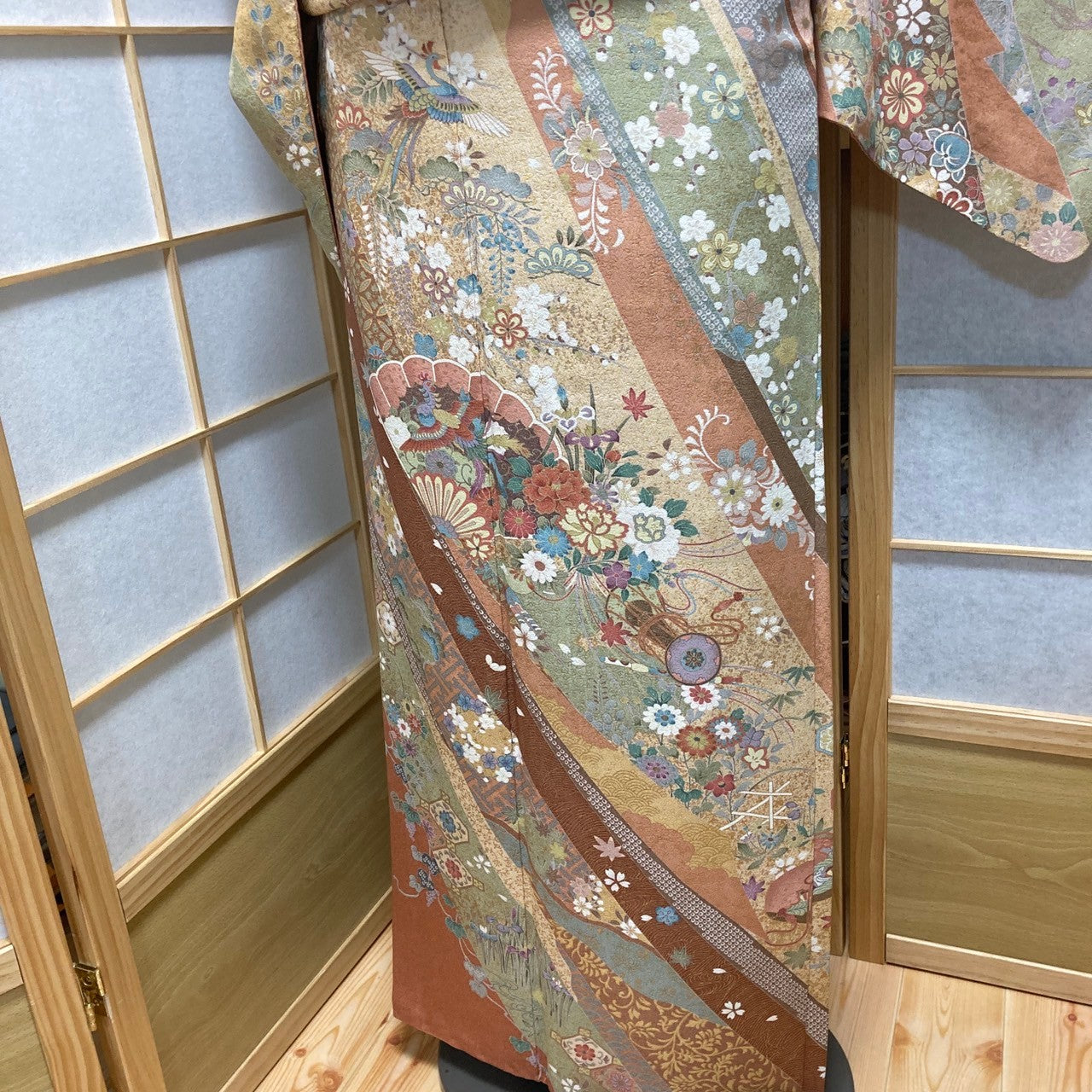 2862# Japanese Kimono Vintage Womens Silk Fabric Robe Kimono only sold