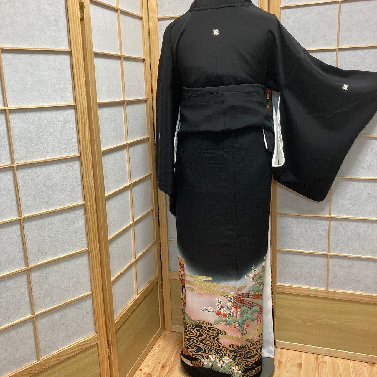 2864# Japanese Tomesode Kimono Vintage Womens Silk Fabric Robe Kimono only sold
