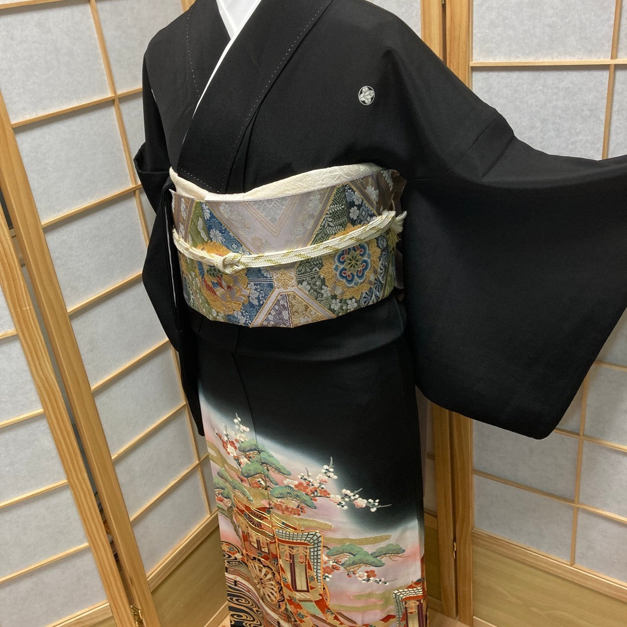 2864# Japanese Tomesode Kimono Vintage Womens Silk Fabric Robe Kimono only sold
