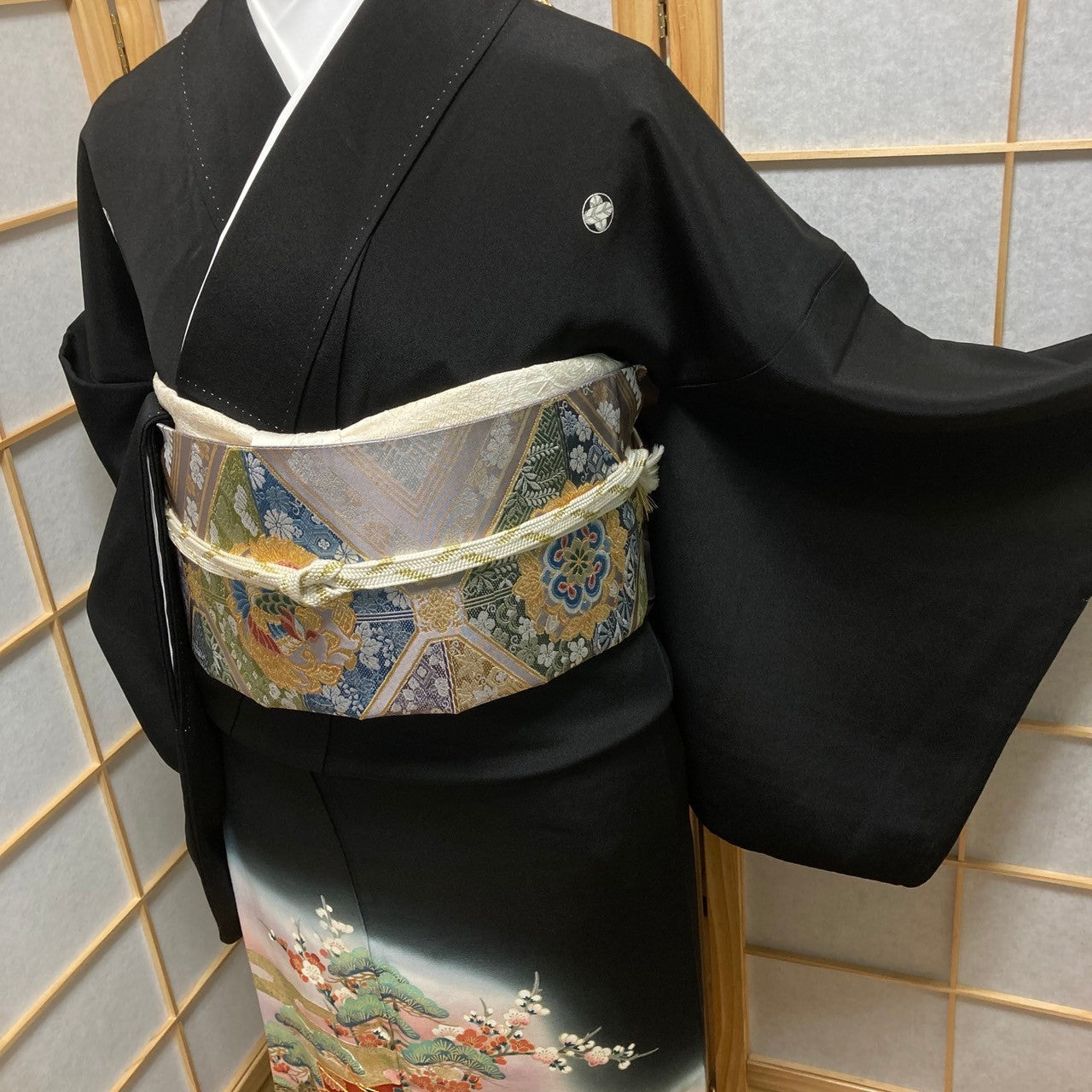 2864# Japanese Tomesode Kimono Vintage Womens Silk Fabric Robe Kimono only sold