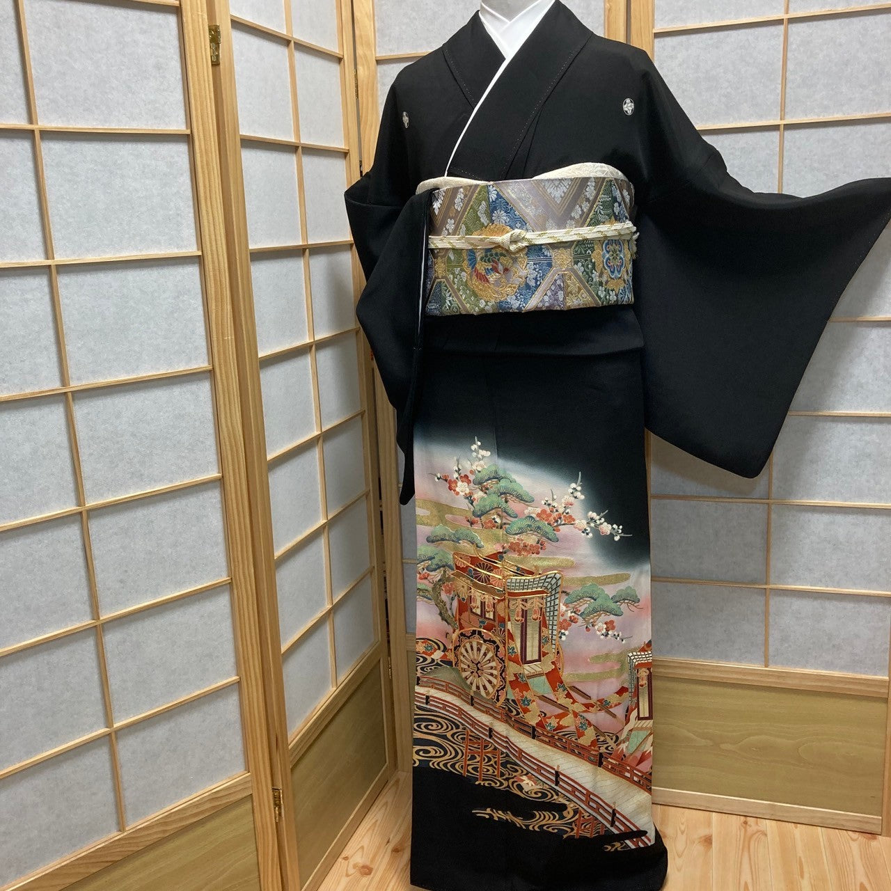 2864# Japanese Tomesode Kimono Vintage Womens Silk Fabric Robe Kimono only sold