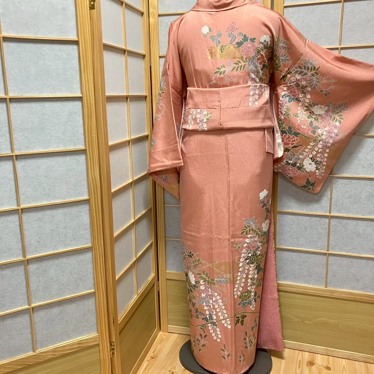 5810# Japanese Kimono Vintage Womens Silk Fabric Robe Kimono only sold Pink