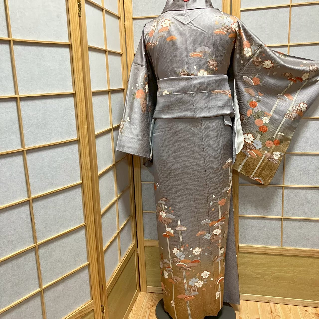 7524# Japanese Kimono Vintage Womens Silk Fabric Robe Kimono only sold