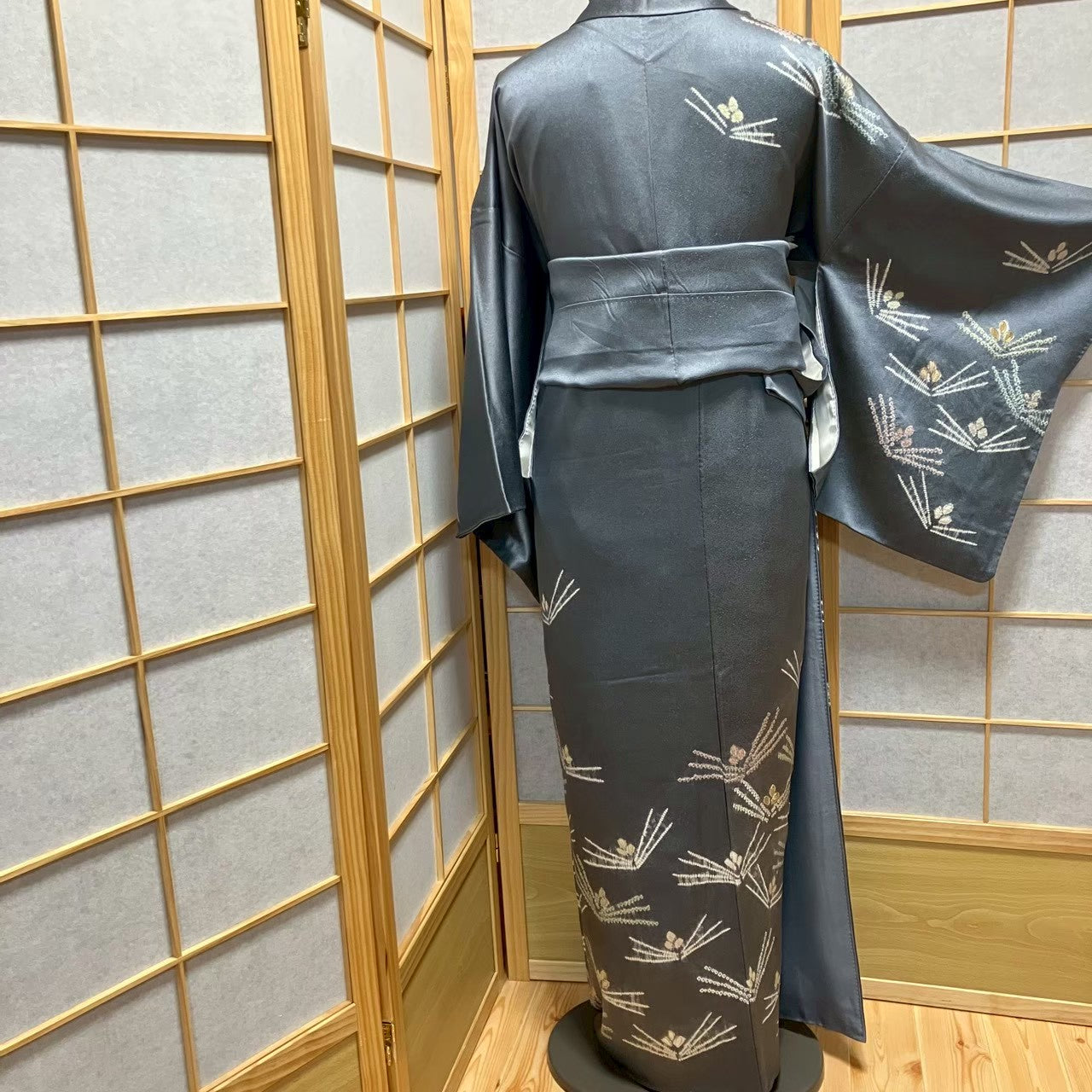 7794# Japanese Kimono Vintage Womens Silk Fabric Robe Kimono only sold Shibori