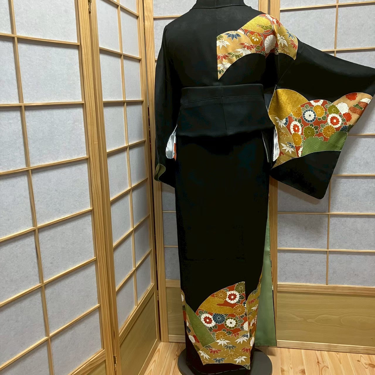 7797# Japanese Kimono Vintage Womens Silk Fabric Robe Kimono only sold Unused