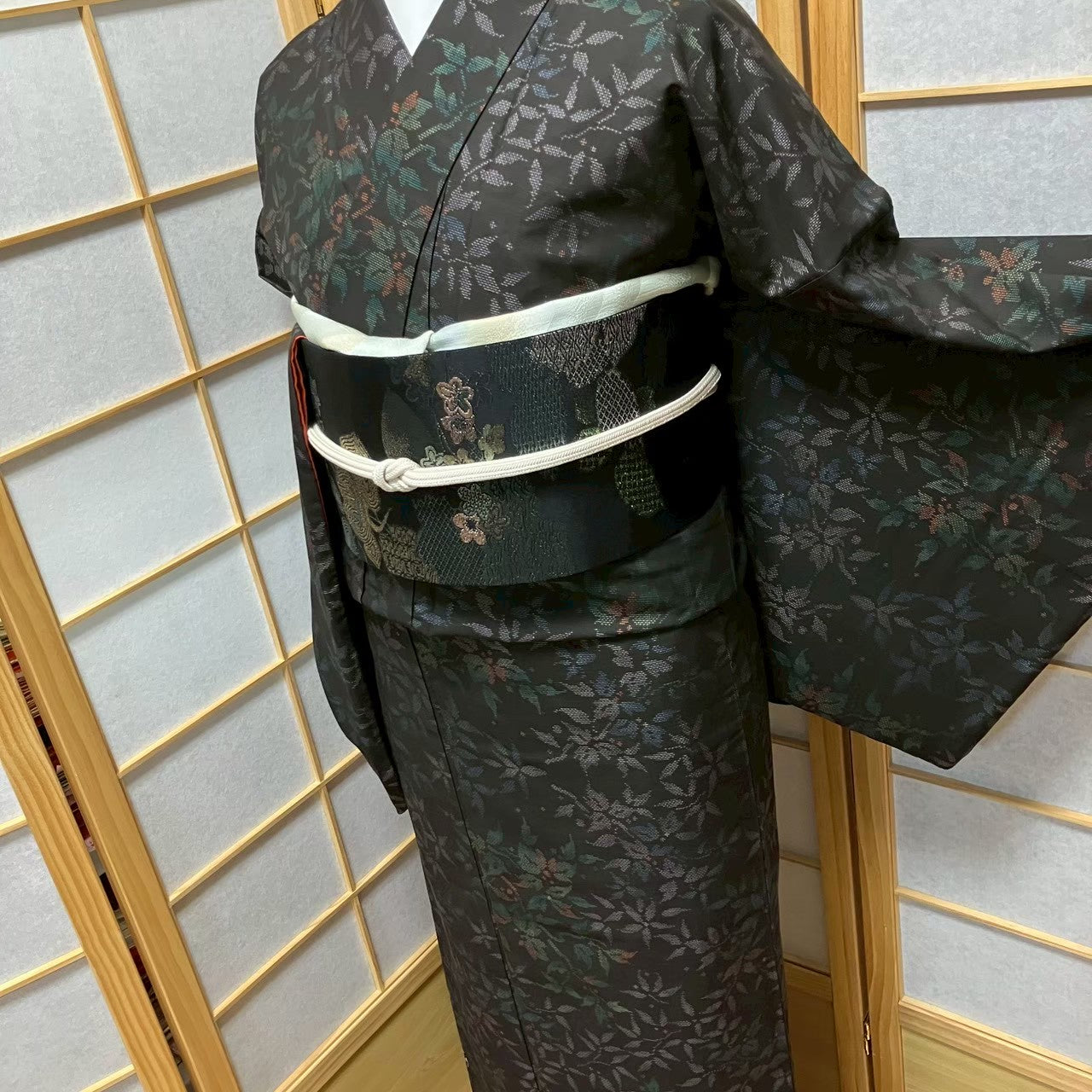 7801# Japanese Kimono Vintage Womens Silk Pongee Fabric Robe Kimono only sold