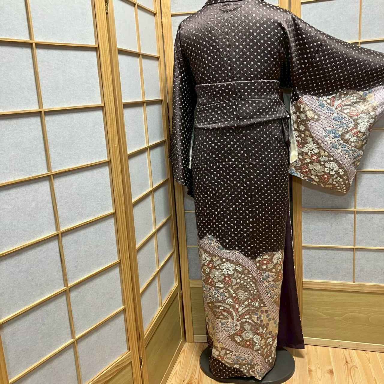 7803# Japanese Kimono Vintage Womens Silk Fabric Robe Kimono only sold Shibori