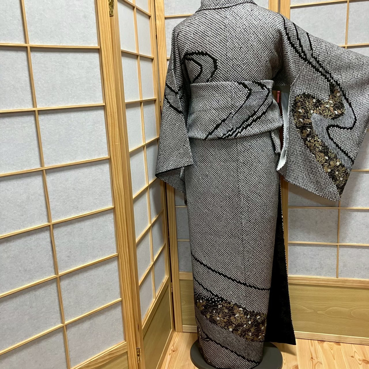 7814# Japanese Kimono Vintage Womens Silk Fabric Robe Kimono only sold Shibori