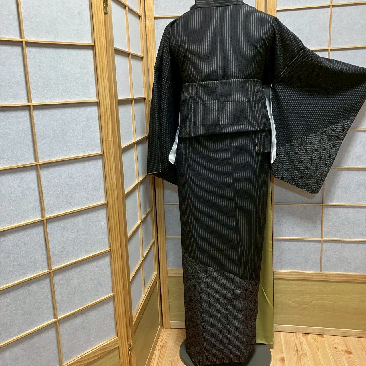 7815# Japanese Kimono Vintage Womens Silk Pongee Fabric Robe Kimono only sold