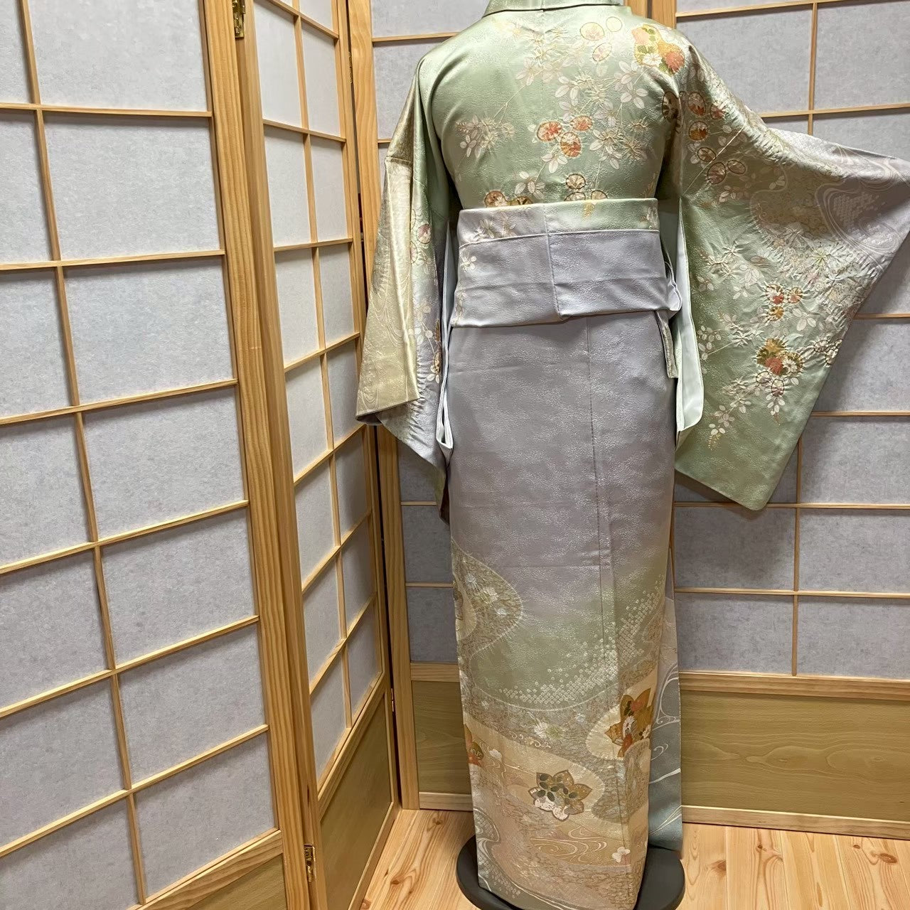 8078# Japanese Kimono Vintage Womens Silk Fabric Robe Kimono only sold Shibori