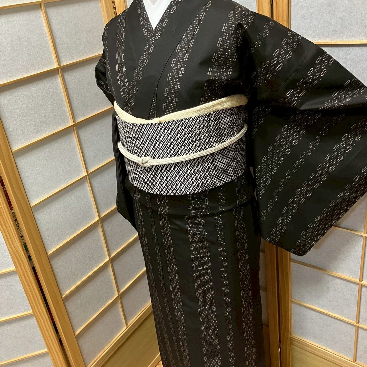 8128# Japanese Kimono Vintage Womens Silk Pongee Fabric Robe Kimono only sold