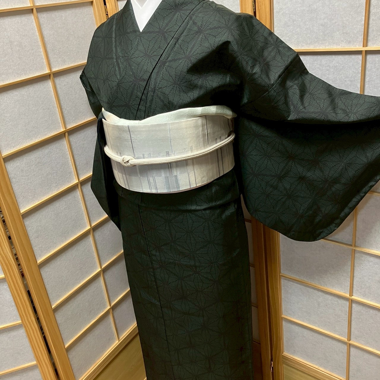8458# Japanese Kimono Vintage Womens Silk Pongee Fabric Robe Kimono only sold
