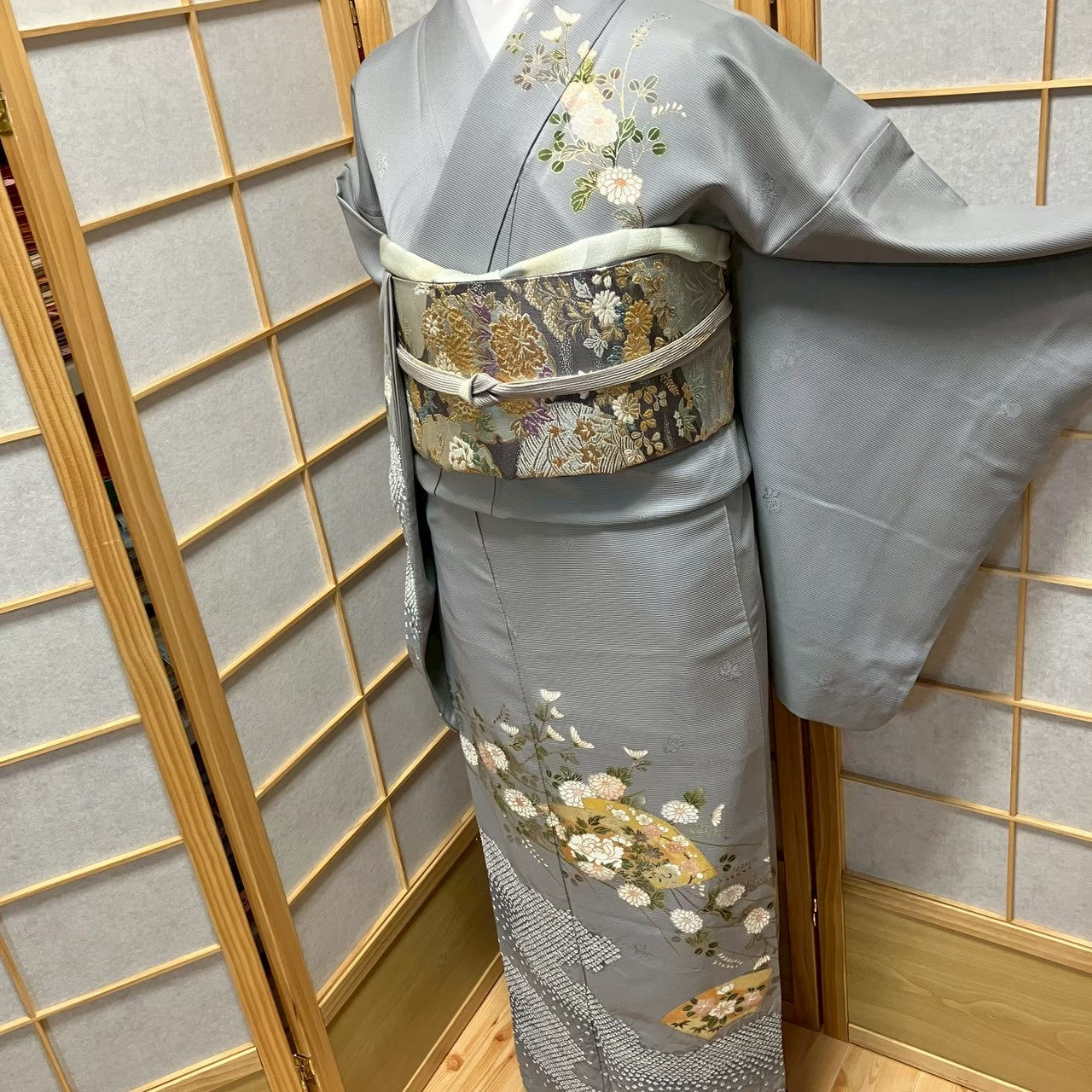 8464# Japanese Kimono Vintage Womens Silk Fabric Robe Kimono only sold