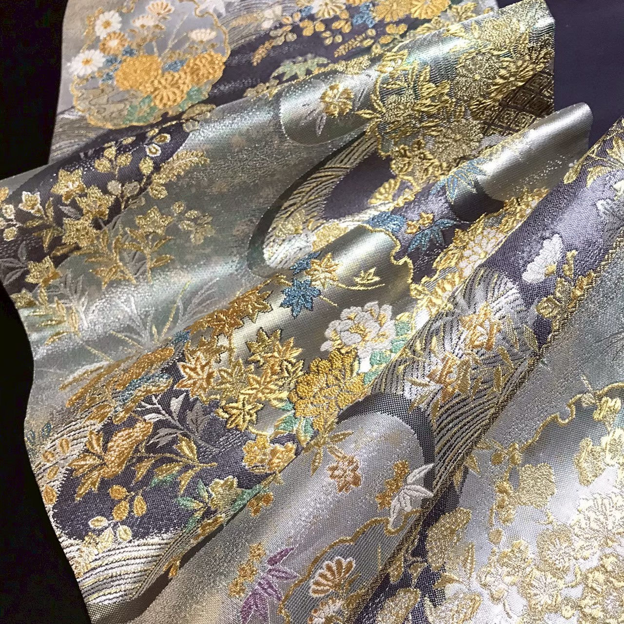 7519# Japanese Vintage Fukuro Obi Belt Kimono Fabric Silk Traditional