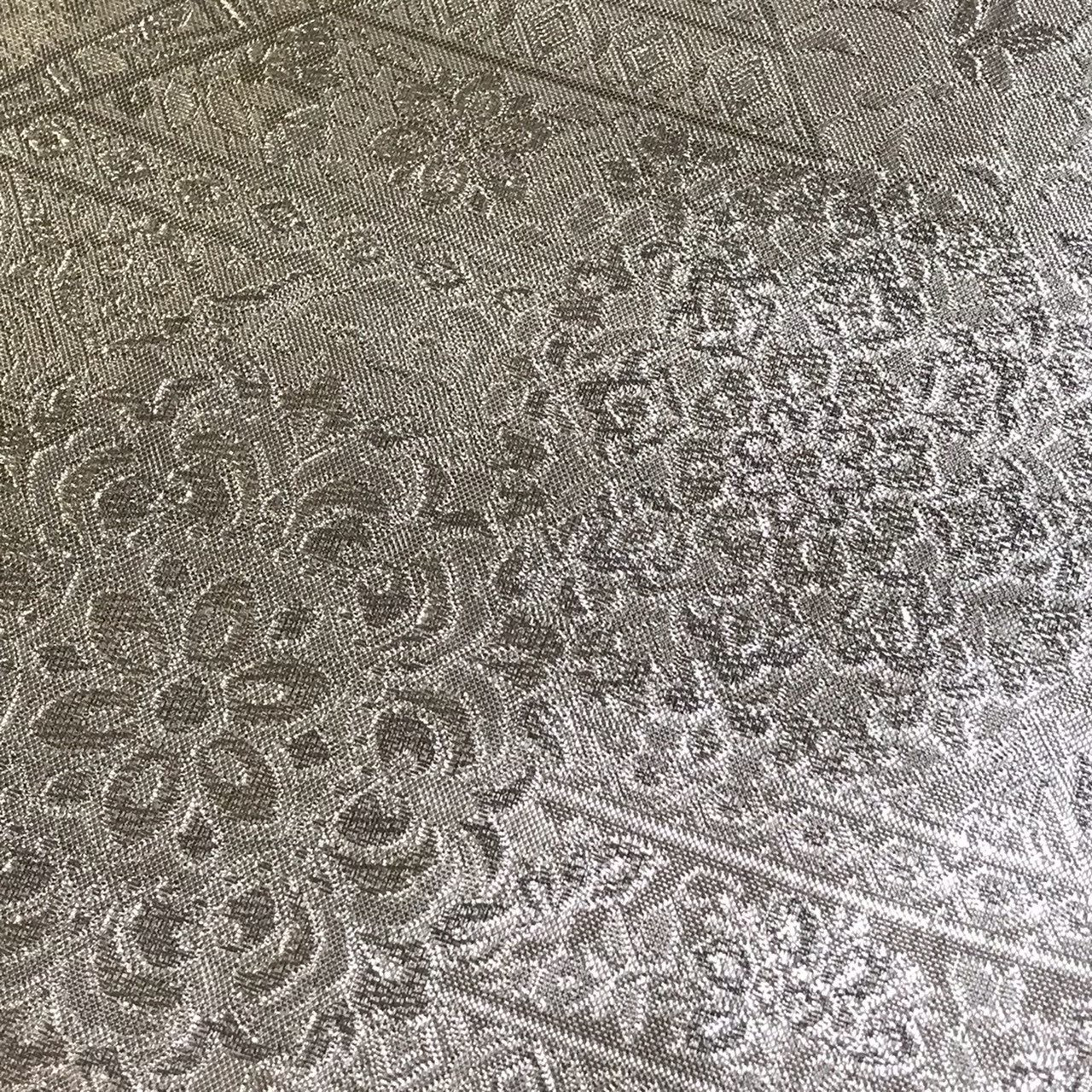 7510# Japanese Vintage Fukuro Obi Belt Kimono Fabric Silk Traditional Silver