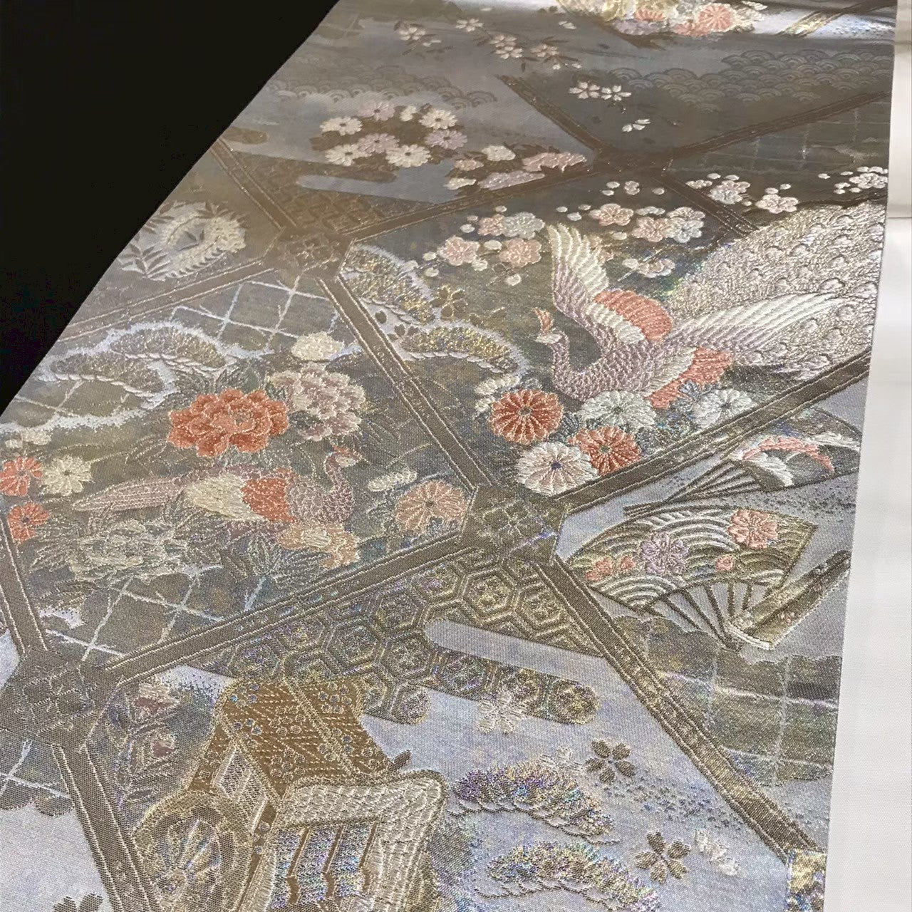 7509# Japanese Vintage Fukuro Obi Belt Kimono Fabric Silk Traditional