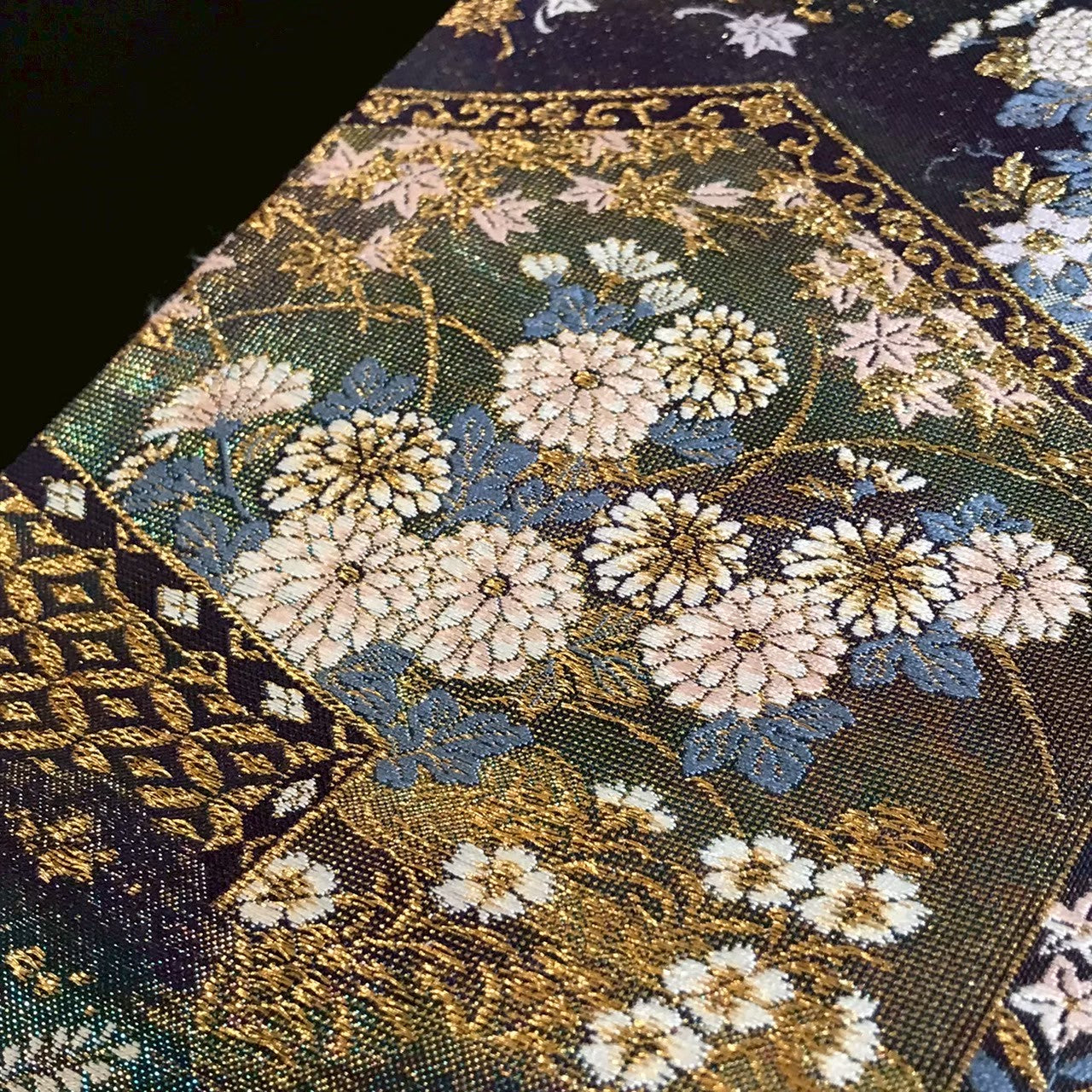 7517# Japanese Vintage Fukuro Obi Belt Kimono Fabric Silk Traditional