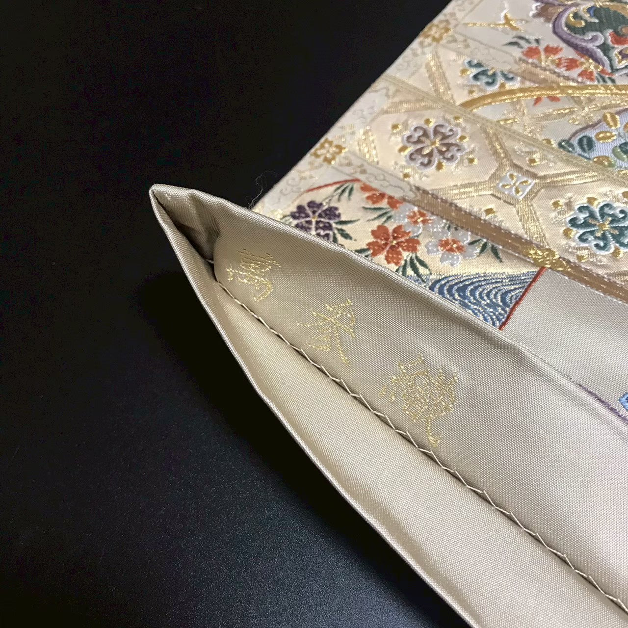 8164# Japanese Vintage Fukuro Obi Belt Kimono Fabric Silk Traditional