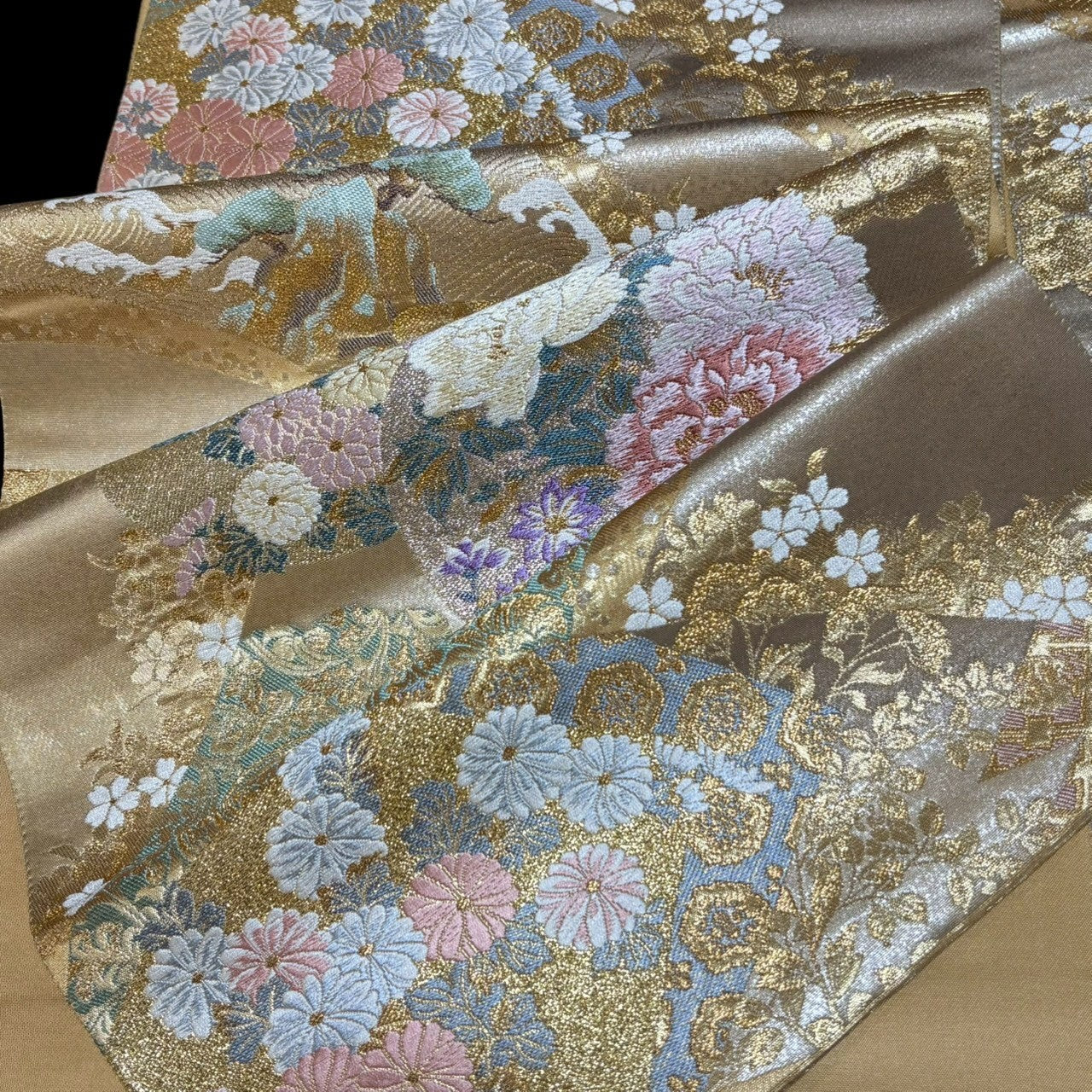 8475# Japanese Vintage Fukuro Obi Belt Kimono Fabric Silk Traditional