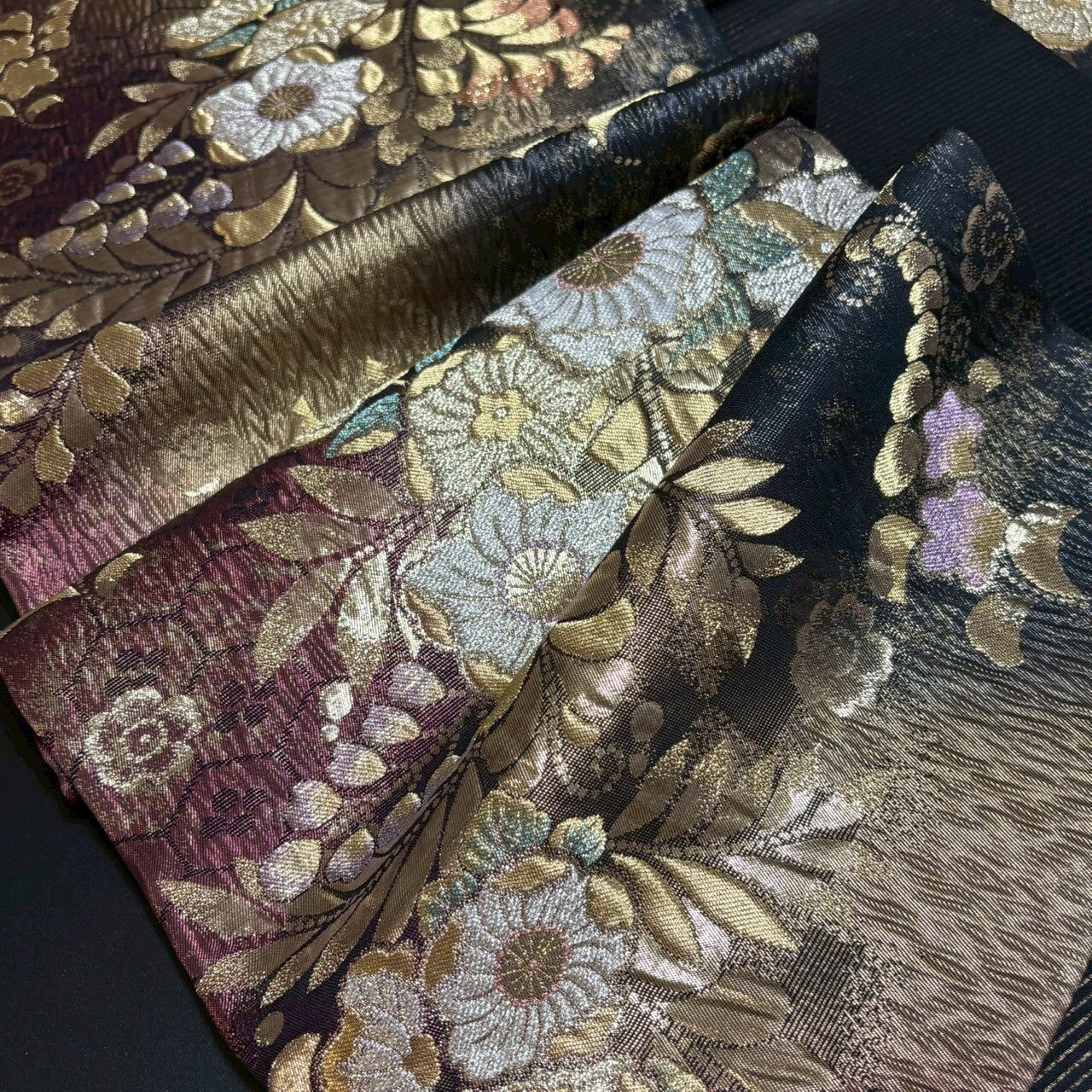 8798# Japanese Vintage Fukuro Obi Belt Kimono Fabric Silk Traditional