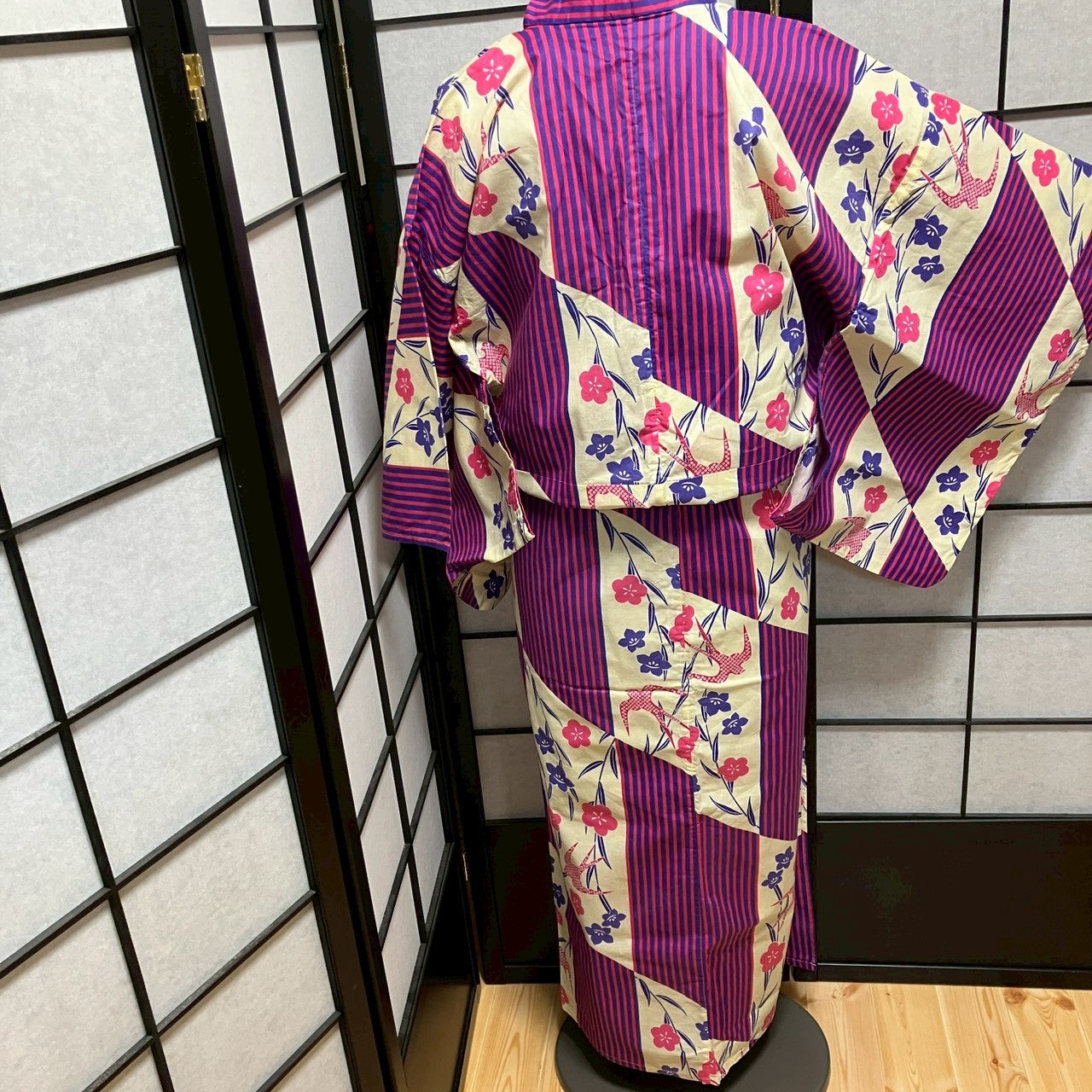 9082# Japanese Yukata Womens Vintage Fabric Cotton Robe Kimono Traditional