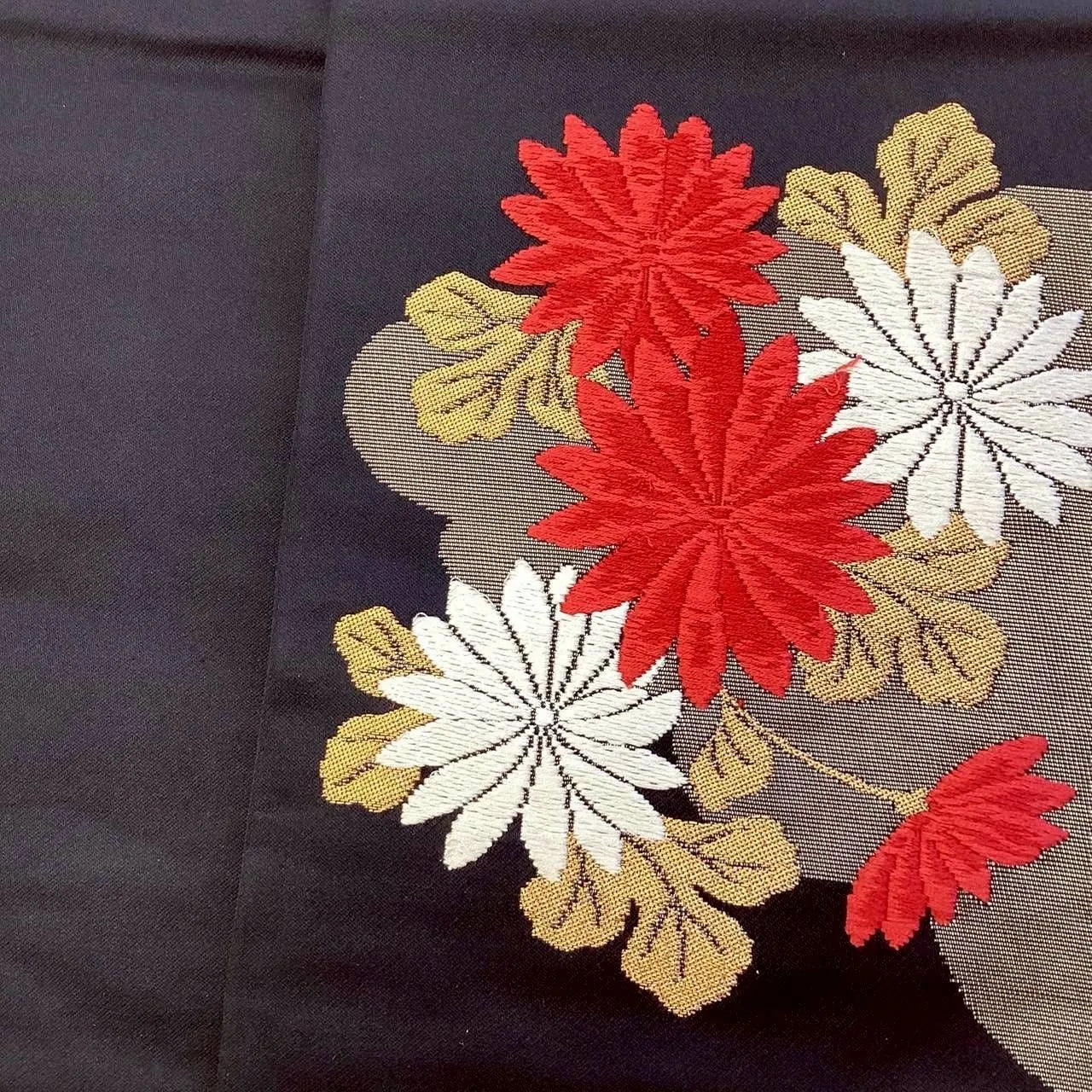 5709# Japanese Vintage Nagoya Obi Belt Kimono Fabric Silk Traditional Black