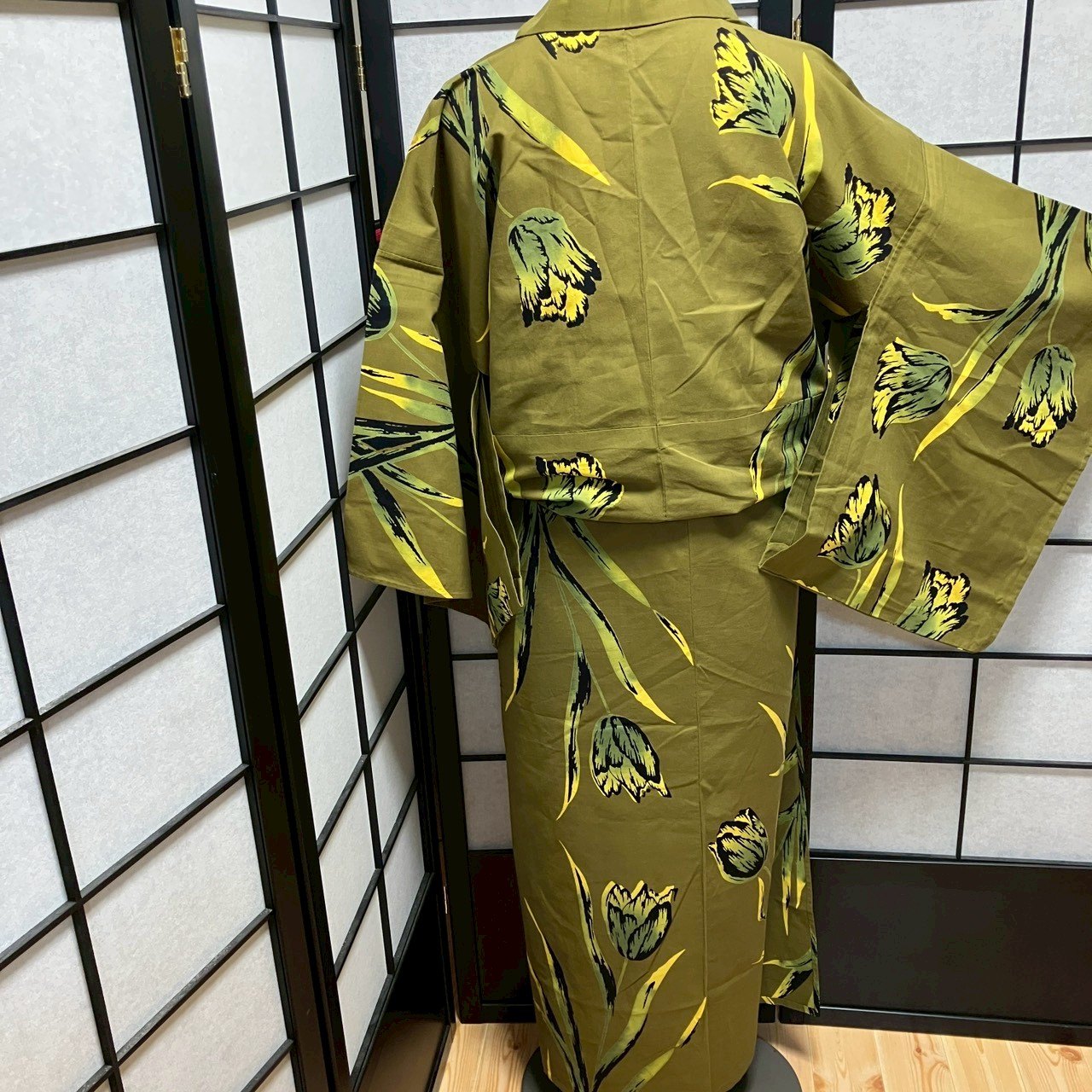 9424# Japanese Yukata Womens Vintage Fabric Cotton Robe Kimono Traditional