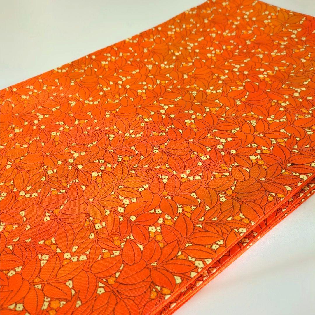 2520# Japanese Vintage Fukuro Obi Belt Kimono Fabric Silk Traditional Orange