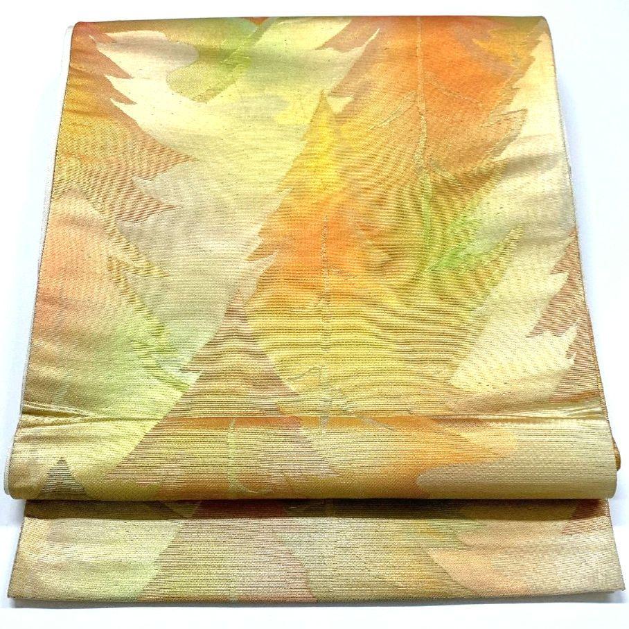3754# Japanese Vintage Fukuro Obi Belt Kimono Fabric Silk Traditional Gold