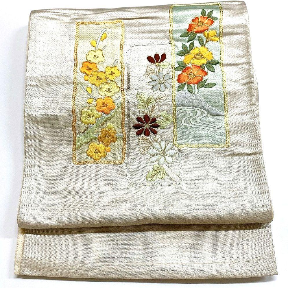 2773# Japanese Vintage Fukuro Obi Belt Kimono Fabric Silk Traditional Embroidery