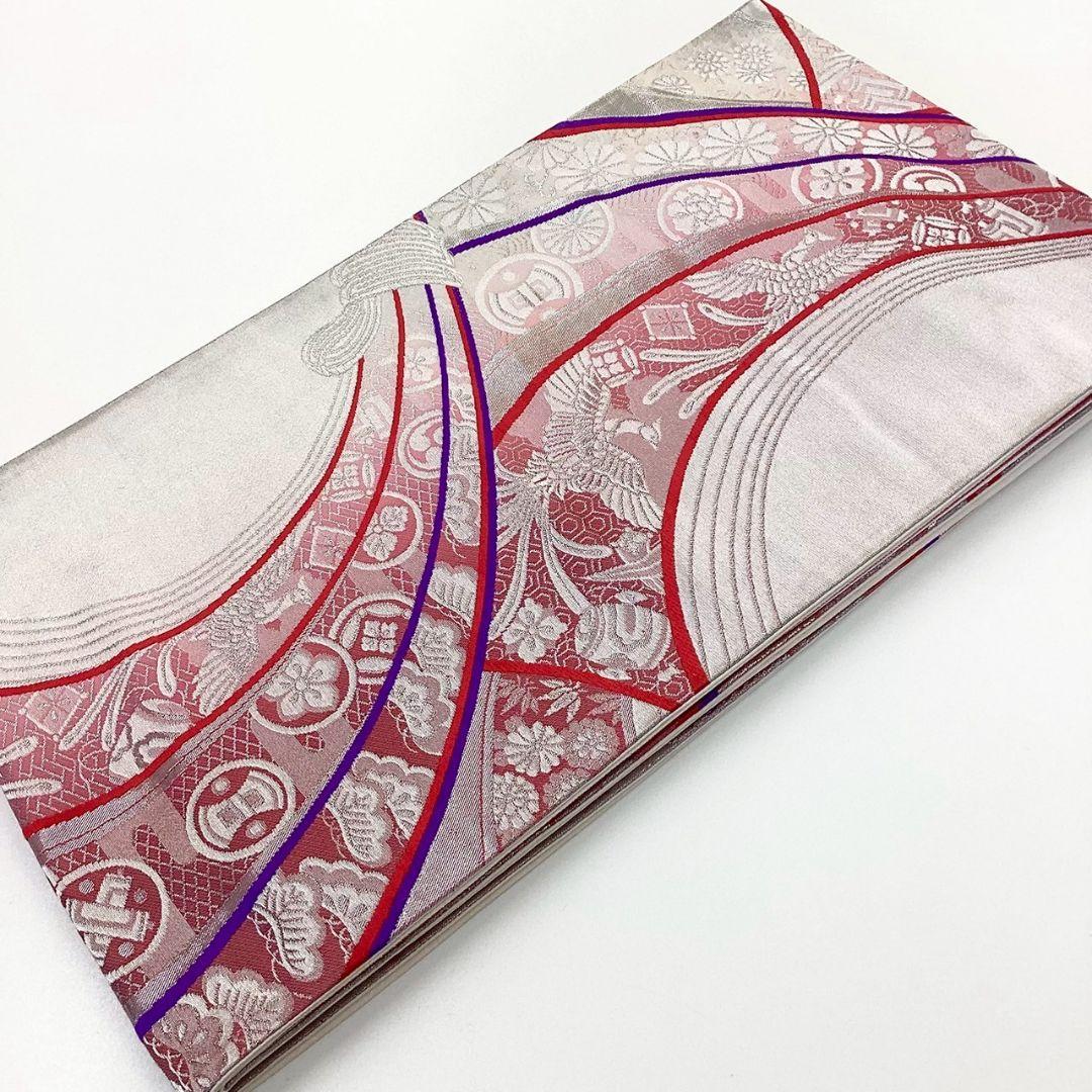 4902# Japanese Vintage Fukuro Obi Belt Kimono Fabric Silk Traditional