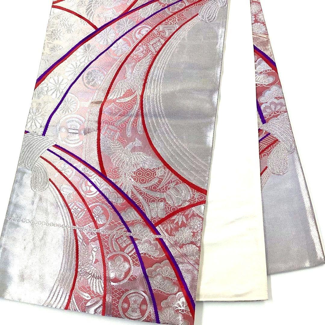 4902# Japanese Vintage Fukuro Obi Belt Kimono Fabric Silk Traditional